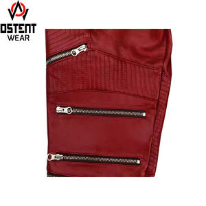 Vente en gros sur mesure de pantalons en cuir de dernier style pour hommes pantalons en cuir à la mode pour hommes pantalon en cuir à taille haute véritable pantalon de couleur rouge - Product Image 6