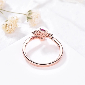 แหวนเพชรเครื่องประดับทอง18kt พลอยทัวร์มาลีนสีชมพูธรรมชาติหรูหราดีไซน์ใหม่แหวนทองทึบแหวนประดับเพชรแท้พร้อมแหวนเพชรแท้ - Product Image 4