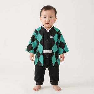 Costume de cosplay Tanjiro Demon Slayer pour enfants, combinaison cape et haut à thème animal et anime, inspirée du manga populaire, pour Halloween - Product Image 2