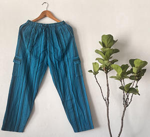 Pantalones de Pijama de Rayas Boho 100% Algodón para Mujer, Tejido Ecológico, Ropa de Estar para el Día a Día, Talla Única, Transpirable, Otoño/Primavera - Product Image 2