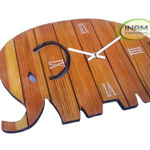 INAM HANDICRAFTS Polished Wooden <b>Elephant</b> Wall Clock Handmade Animal Shape Modern Home <b>Decoration</b> - Product Image 1