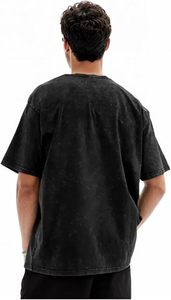 Camiseta Vintage de lavado ácido, ropa de calle, camisetas de algodón pesado lavadas desgastantes con logotipo, hombro caído de gran tamaño - Product Image 3