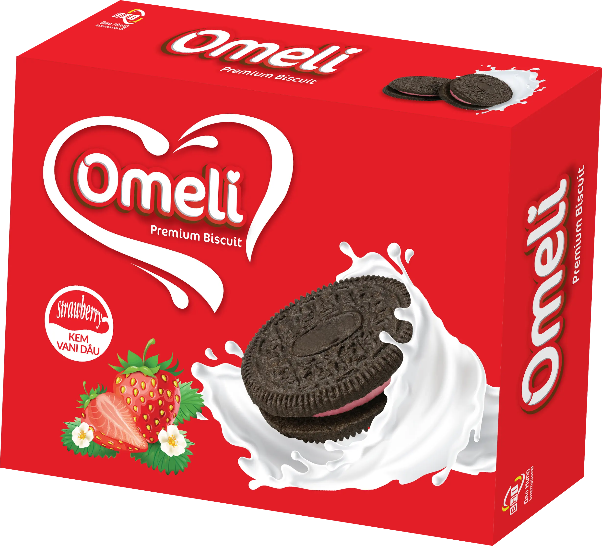 Premium High Quality New Schokoladen keks/Chocopie Brand Omeli in Papier box gr-Vanille & Erdbeer creme Geschmack