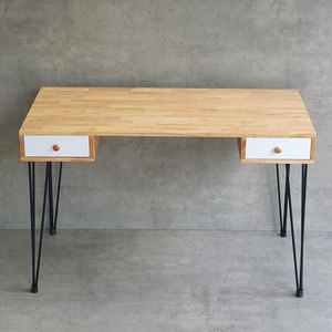 Bureau d'ordinateur en bois de caoutchouc 120x60cm avec tiroirs et pieds en fer à chevrons, garantie 12 mois BD68111 - Product Image 4