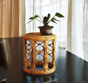 Taburete otomano de ratán Natural hecho a mano seleccionado superior, consola con incrustaciones de hueso de diseño moderno para uso decorativo en interiores y exteriores - Product Image 6