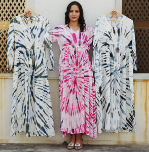 Vibrant and Colorful <b>Women</b> Long Tie Dye <b>Kaftan</b> Dress With Long Sleeves High Waist Loose <b>Women</b> Regular Size Long Caftan Dress - Product Image 6