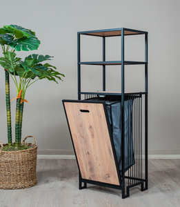 Cesto para la ropa sucia, cesto de lavandería, mueble de almacenamiento para lavandería, cesto de metal para la ropa sucia, estante de almacenamiento para baño, organizador de baño - Product Image 4