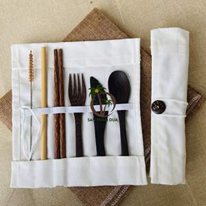 Ensemble de couverts en ébène réutilisables de haute qualité (cuillère fourchette couteau) écologique pour le camping-vente en gros du Vietnam - Product Image 5