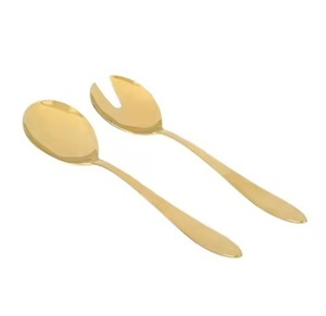 <b>Gold</b> Polished <b>Spoon</b> Mirrored Salad Server High Quality Shiny Cutlery Steel Metal Handle - Product Image 1