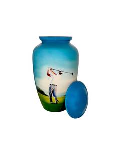 Urnas de Entierro de Cremación Encantador Golfista Diseño de Golf Tamaño Grande 26 cms de alto con Bolsa de Terciopelo - Product Image 6
