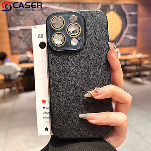 Coque de téléphone de luxe en velours <span class=keywords><strong>mat</strong></span> texturé litchi pour iPhone 14-17 avec protection d'objectif transparente améliorée - Product Image 3
