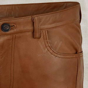 Pantalones de Cuero para Hombre al por Mayor, Cierre de Botones en la Parte Media, Diseño Casual Ligero, Logotipo Personalizado - Product Image 6