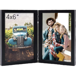 5x7 Wood Folding Photo <strong>Frames</strong> with Real Glass Front Double <strong>Hinged</strong> <strong>Picture</strong> <strong>Frames</strong> UV Printed MDF for Decorative Usage - Product Image 1