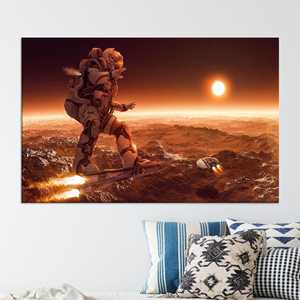 Arte en lienzo de astronauta surrealista moderno: decoración de pared con diseño impreso, lienzo envuelto - Product Image 1