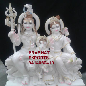 Statue religieuse hindoue en marbre blanc, Dieu Shiva Parvati Ji, pour le culte, les bureaux et les hôpitaux, statue décorative à prix raisonnable - Product Image 1
