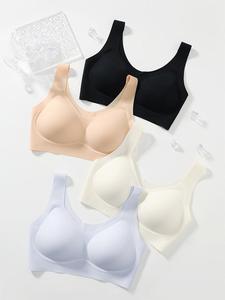 บราถักไร้รอยต่อบราแบบคงที่ไร้สายบางเปิดไหล่กว้างเซ็กซี่สไตล์เสื้อกั๊กเยลลี่สวมใส่สบายสำหรับฤดูร้อน - Product Image 5