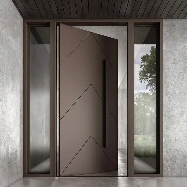 Porte à charnière en aluminium de haute qualité de luxe au design moderne Porte française coupe-vent Portes d'entrée pivotantes pour la maison