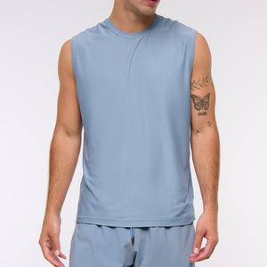 Camiseta Deportiva sin Mangas para Hombre, Elástica en 4 Direcciones, Cuello Redondo, Dobladillo Recto, Camiseta Deportiva para Correr, Fitness y Gimnasio - Product Image 3