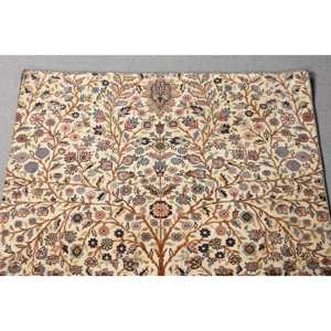 พรมขนสัตว์สีเบจสีน้ำเงินคลาสสิก2.9x4.7ft งานเย็บปะแบบตุรกีรูปแบบห้องโถงทรงสี่เหลี่ยมผืนผ้าสำหรับห้องนั่งเล่นห้องนอนน้ำยาง - Product Image 5