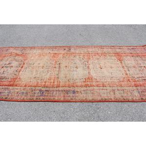 Tapis turc vintage, grand tapis de 4,5 x 10,7 pieds, tapis uni rouge et bleu - Product Image 3