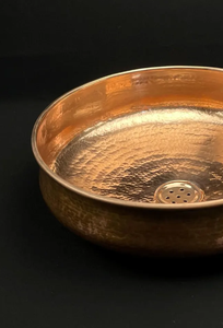 Lavabo Redondo de Cobre Martillado a Mano para Baño, Estilo Resort, Hogar, Spa, Hotel Boutique - Product Image 6