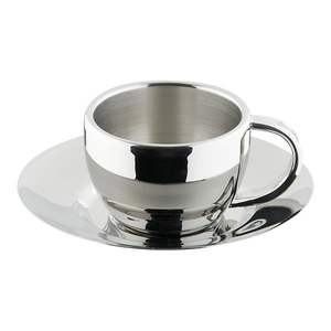 Best Selling Product Stainless Steel Coffee <b>Cup</b> <b>Set</b> 304 Coffee <b>Cup</b> Metal with Mixing Spoon and Plate Reusable Milk & tea <b>Cup</b> - Product Image 1
