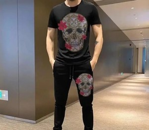 Breathable Men Rhinestone Tracksuit 100% Cotton Lightweight High Quality Fully Customized New Fashion men rhinestone tracksuit - Product Image 2