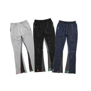 Low MoQ Two Tone Wide Paint Splatter Track Jogger Pantalones Impresión personalizada Hombres Flare Sweat Pantalones de hombre - Product Image 5
