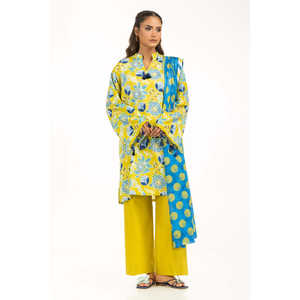 Traje Casual de 3 Piezas para Mujer, Estampado, en Amarillo, para Verano - Product Image 1