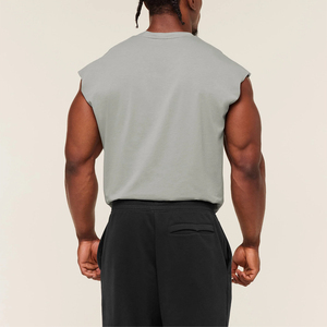 เสื้อกล้ามผู้ชายออกแบบเอง 280 กรัม ผ้าฝ้าย ไซส์ใหญ่ ระบายอากาศได้ดี เหมาะสำหรับออกกำลังกาย ฟิตเนส เทรนนิ่ง ยิม ออกกำลังกาย เสื้อกล้ามถักแบบซักได้ - Product Image 3
