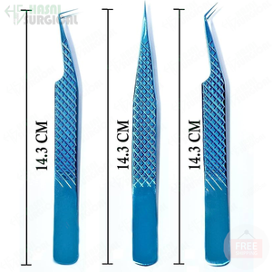 Pointe de fibre meilleure pince à épiler couleur bleue pince à épiler extension de cils acier inoxydable haute qualité pointu coudé droit incurvé - Product Image 4