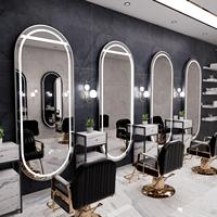 Miroir de salon de luxe à cadre en aluminium doré cintrée, rétroéclairé par LED, mural, pleine longueur, tactile et à intensité variable, pour salle de bain d'hôtel