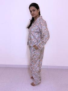 Pijama de algodón suave de longitud completa con cuello en V para mujer, nuevo diseño, verano, primavera, manga larga - Product Image 3