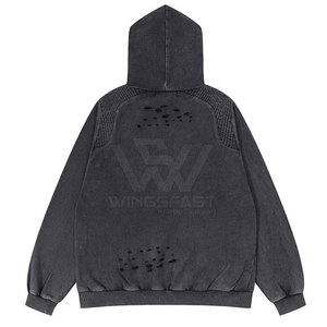 Ropa de calle transpirable de alta calidad Sudaderas con capucha desgastadas de moda personalizadas de buena calidad para hombres - Product Image 2