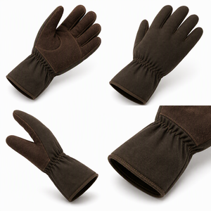 Guantes de vuelo económicos de piel de vaca con dedos separados, palma de cuero y dorso de algodón, ignífugos y antideslizantes para piloto - Product Image 2
