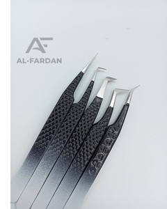 Pince à cils en acier inoxydable durable avec logo personnalisé, 5 pièces avec boîte à cartes, pince à cils à pointe en fibre - Product Image 2