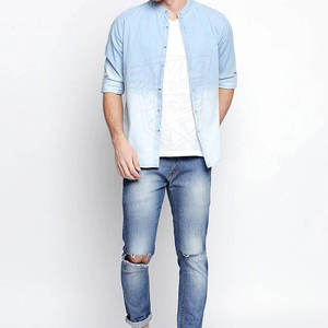 Concevez votre propre chemise en jean à manches longues pour homme, conception OEM, chemise en jean sur mesure respirante - Product Image 4