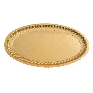 Plateau de service artisanal en métal moderne BRUSHSTROKE BLISS avec couvercle en verre, design classique de luxe, pour les dîners, les fêtes du Ramadan, la décoration de la maison - Product Image 4
