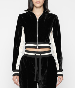 PromotionFashion Velvet Crop Top y Long Flare Pants Chándal 2 Pc Sweat Jogger Trajes Ropa de otoño para mujeres Chándal de terciopelo - Product Image 2