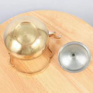 Vintage Brass <b>Kettle</b> Brass <b>Tea</b> <b>Kettle</b> simple design On the sides <b>kettle</b> with a handle and a lid with floral design - Product Image 3