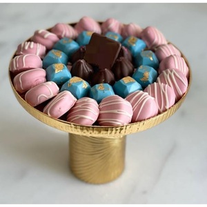 Cuenco de chocolate redondo clásico, cuenco decorativo de Chocolate de Metal Dorado de la mejor calidad con soporte negro, soporte de almacenamiento de dulces - Product Image 3