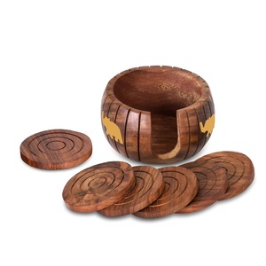 Handmade Natural Wooden Drink <b>Coasters</b> <b>Set</b> <b>of</b> <b>6</b> | Perfect for Dining <b>Tables</b>, Coffee Bars, Restaurants & Home Decor - Product Image 1