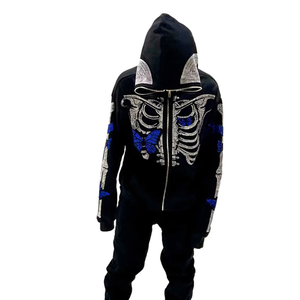 OEM logotipo personalizado 3D espuma Puff pantalla impresa 100% algodón bordado hombres invierno Full-Zip Face Cover Hoodie - Product Image 2