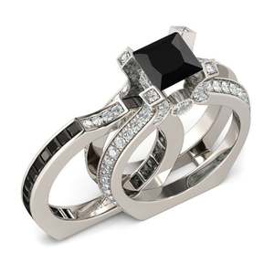 Jeulia Interchangeable Princess Cut Sterling <b>Silver</b> <b>Ring</b> <b>Set</b> for Anniversary - Product Image 1