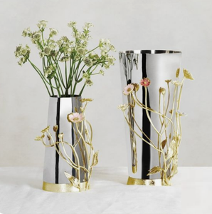 Elegante Florero de Metal Plateado para Decoración de Mesa en Bodas Eventos Hoteles Restaurantes Banquetes e Interiores de Casas de Lujo - Product Image 1