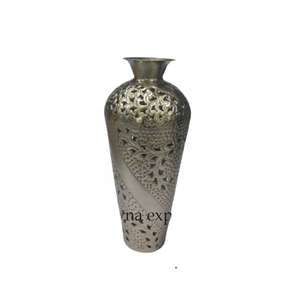 Luxury Decorative High Quality Aluminum Glossy Silver Finishing Flower Vase With <b>Stand</b> Base for Floor Decoration - Product Image 6