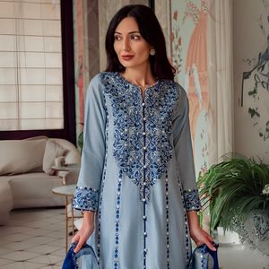 Salwar Kameez Informal Estilo Indio Pakistaní, Camisa Bordada en la Parte Delantera, Algodón Puro HandKhaddi con Borde Bordado - Product Image 5