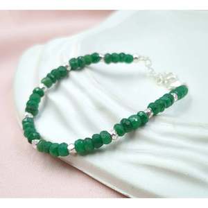925 Sterling Silver Fine Charm <b>Bracelet</b> with Emerald Corundum Elegant and Luxurious Accessory - Product Image 6
