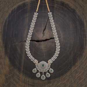 Zircon <b>Necklace</b> 180965 Trendy Emerald Cut Diamond and Moissanite Rhodium Plated Christian Chains for Wedding and Engagement - Product Image 4