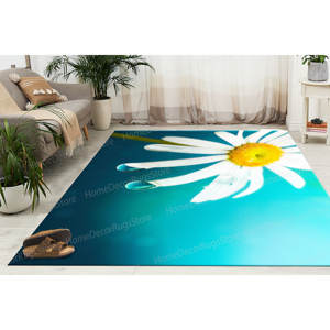 Tapis imprimé marguerite - Floral, antidérapant, moderne, décoration de salle à manger, tapis en velours de luxe - Product Image 1